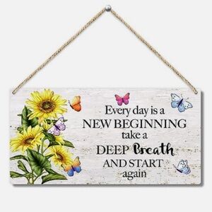 Butterfly Front Door Inspirational Wooden Hanging Sign, Every Day